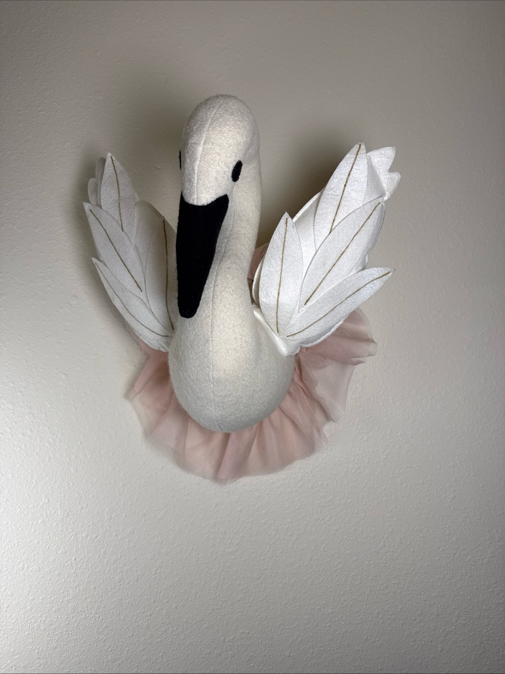 Decorative 3D Swan Wall Hanging Pink Tutu Decor Pillow Girls Room/Nursery